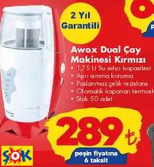 AWOX DUAL ÇAY MAKİNESİ KIRMIZI
